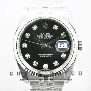 Rolex Gents DateJust 36mm 116234 Black Sunburst Diamonds
