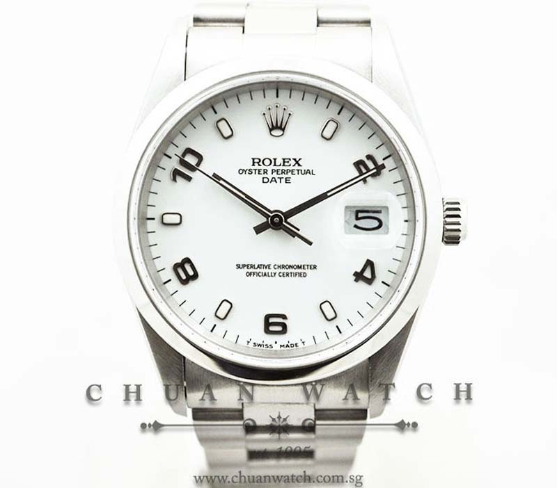 Rolex Gents Oyster Perpetual Date 34mm 15200 White Arabic Baton - Discontinued