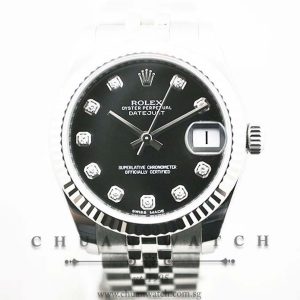 Rolex Boys DateJust 31mm 178274 Black Sunburst Diamonds