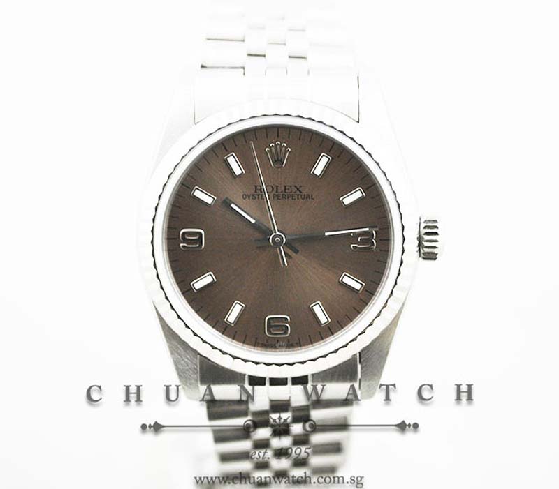 Rolex Boys Oyster Perpetual No-Date 31mm 67514 Salmon Sunburst 3.6.9 - Discontinued