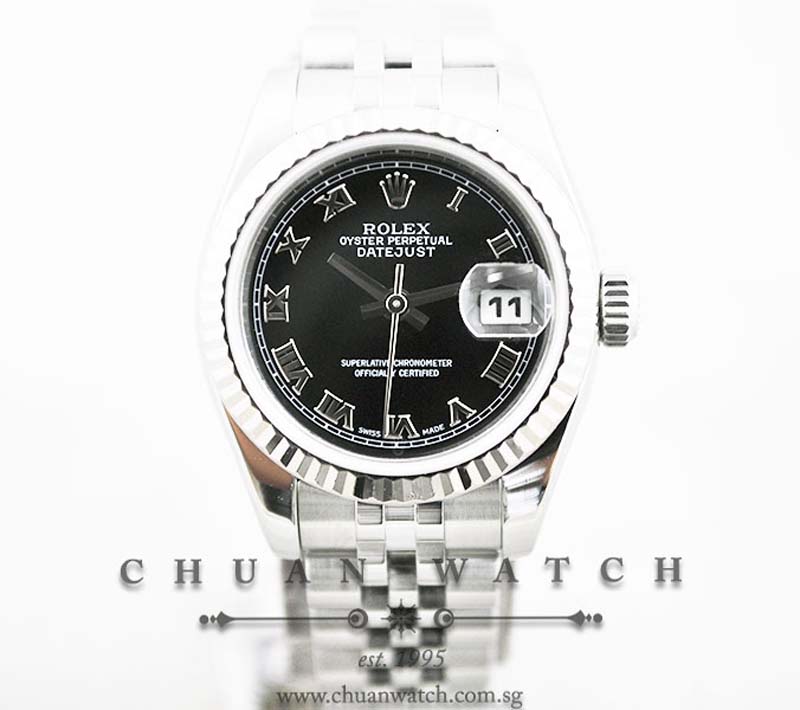 Rolex Ladies DateJust 26mm 179174 Black Roman