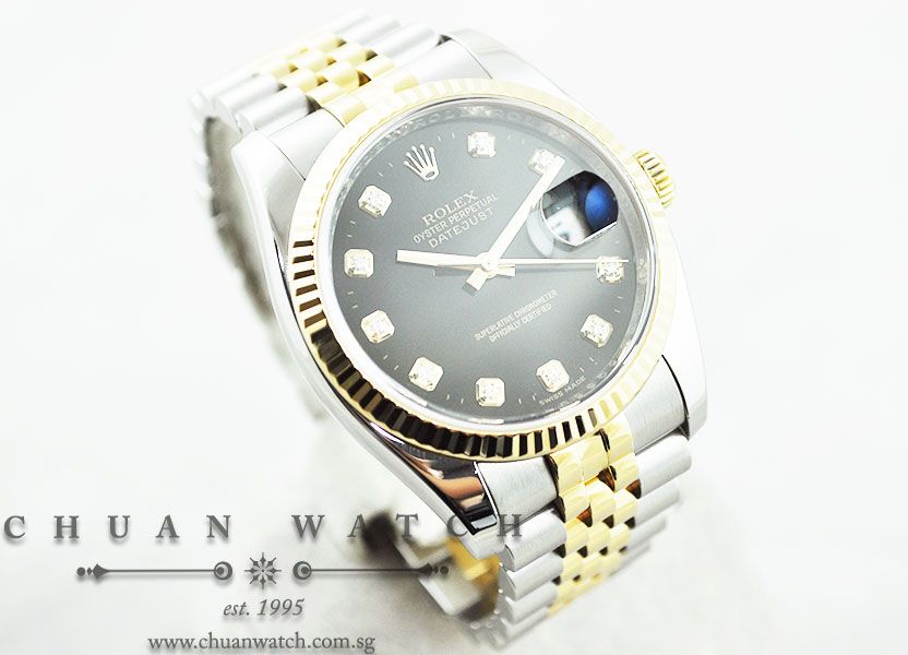 Rolex Gents DateJust 36mm 116233 Black Sunburst Diamonds - Image 3