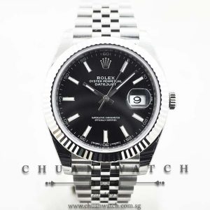 Rolex DateJust 41 126334 Black Sunburst Baton
