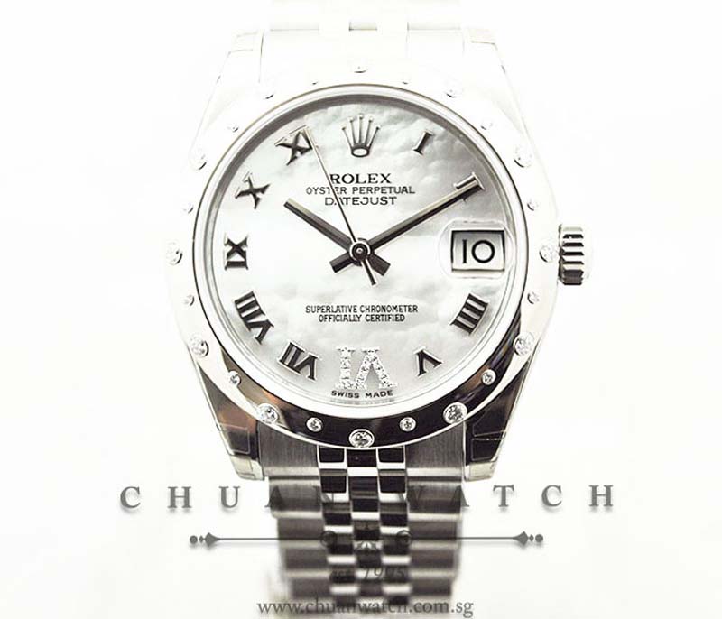 Rolex Boys DateJust 31mm 178344 White MOP Roman VI 11BR