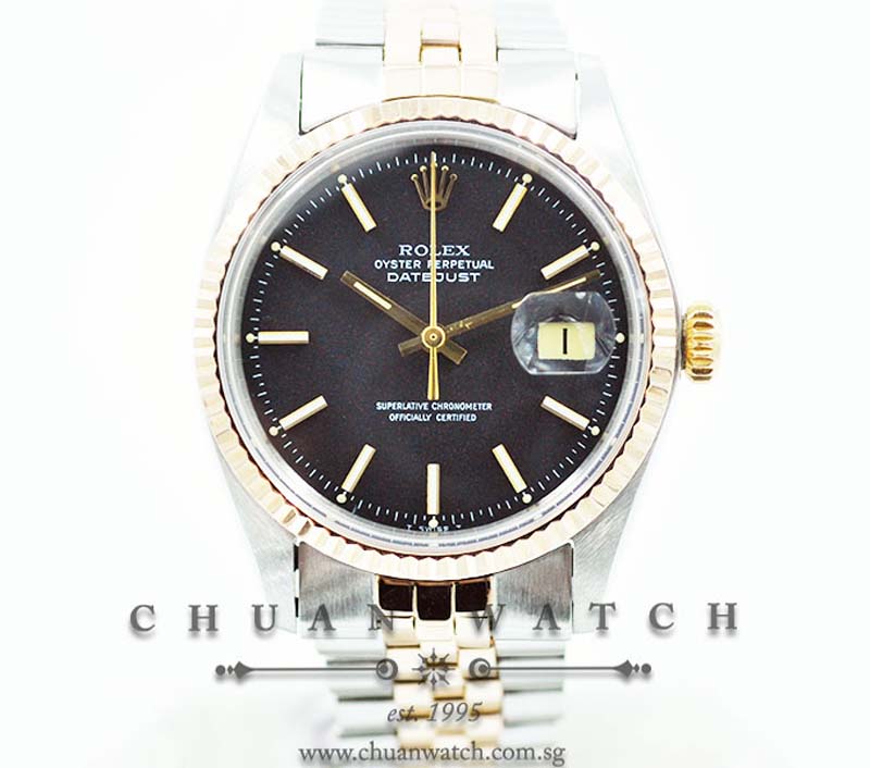 Rolex Vintage Gents DateJust 36mm 1601 Black Baton - Discontinued