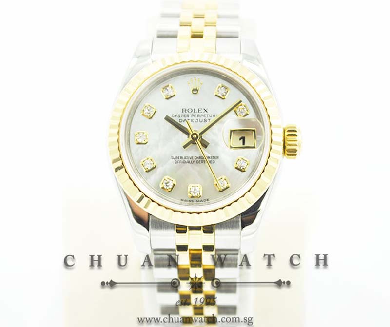 Rolex Ladies DateJust 26mm 179173 White MOP Diamonds