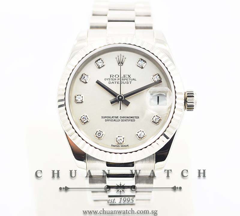 Rolex Boys DateJust President 31mm 178279 Silver Sunburst Diamonds