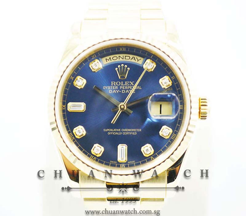 Rolex Day-Date President 36mm 118238 Blue Sunburst Diamonds