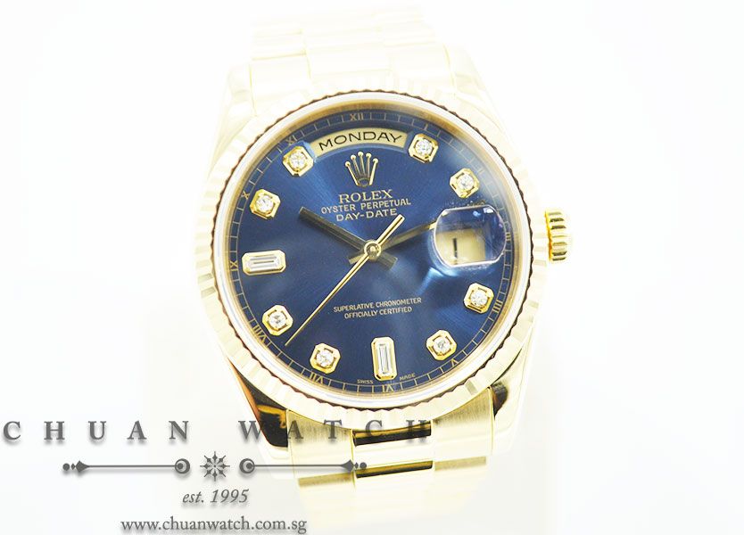 Rolex Day-Date President 36mm 118238 Blue Sunburst Diamonds - Image 3