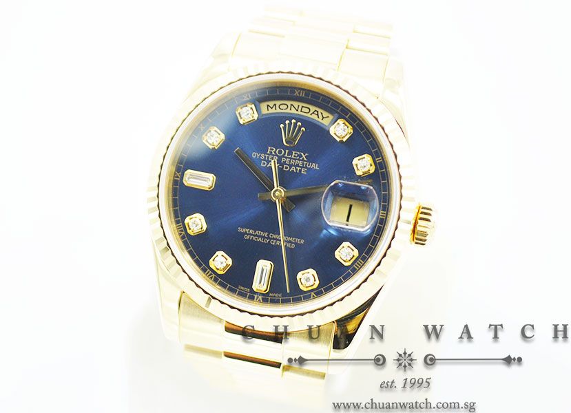 Rolex Day-Date President 36mm 118238 Blue Sunburst Diamonds - Image 2
