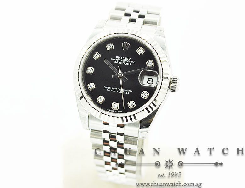 Rolex Boys DateJust 31mm 178274 Black Sunburst Diamonds - Image 2