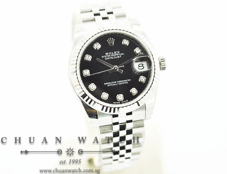 Rolex Boys DateJust 31mm 178274 Black Sunburst Diamonds - Image 3