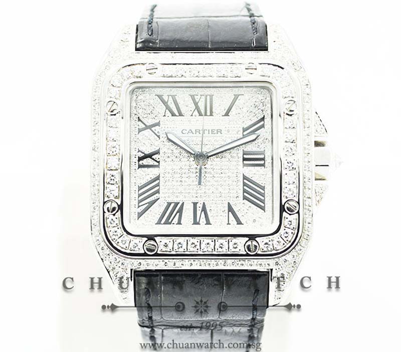 Cartier Santos 100 XL Pave-Set Diamonds W20073X8