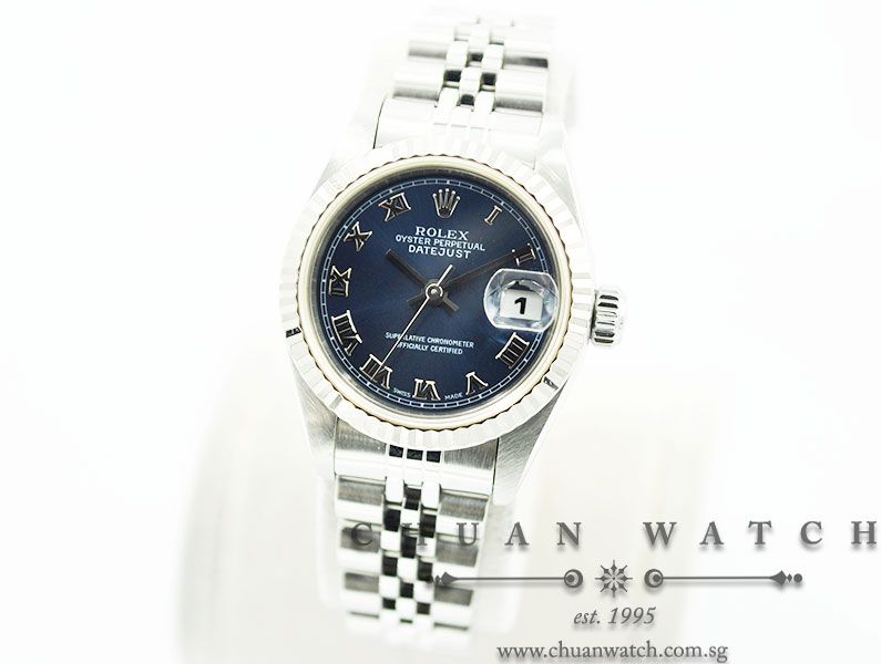 Rolex Ladies DateJust 26mm 69174 Blue Sunburst Roman - Discontinued - Image 2