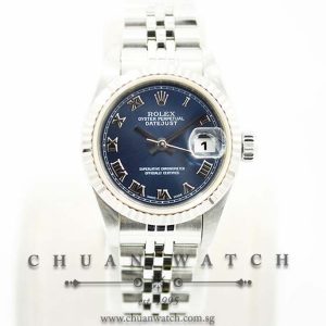 Rolex Ladies DateJust 26mm 69174 Blue Sunburst Roman - Discontinued