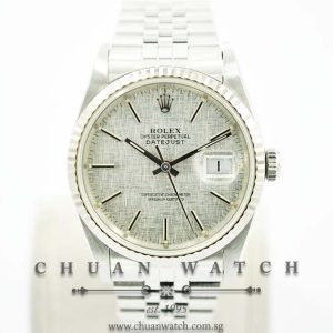 Rolex Gents DateJust 36mm 16234 Silver Textured Baton - Discontinued