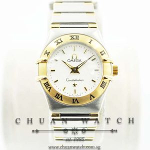 Omega Ladies Mini Constellation Quartz 22.5mm 1272.30.00 Ivory Textured Baton - Discontinued