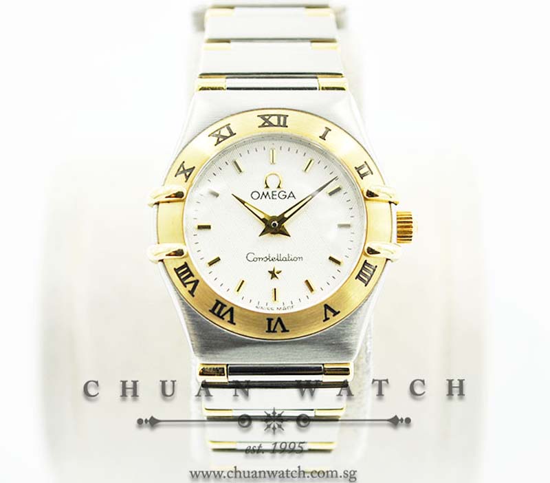 Omega Ladies Mini Constellation Quartz 22.5mm 1272.30.00 Ivory Textured Baton - Discontinued