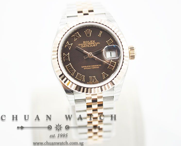 Rolex Lady-DateJust 28 279171 Chocolate Sunburst Roman - Image 3