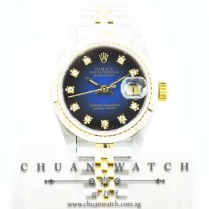 Rolex Ladies DateJust 26mm 69173 Blue Vignette Diamonds - Discontinued