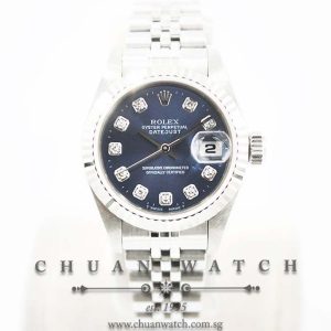 Rolex Ladies DateJust 26mm 69174 Blue Sunburst Diamonds - Discontinued