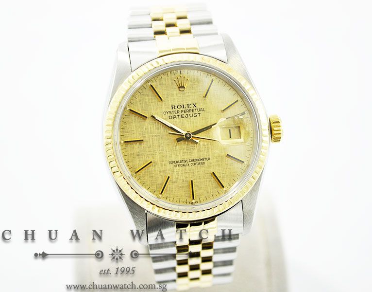 Rolex Vintage Gents DateJust 36mm 16013 Champagne Linen Baton - Discontinued - Image 3