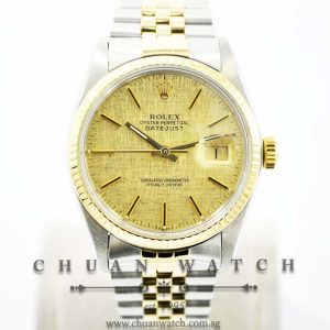 Rolex Vintage Gents DateJust 36mm 16013 Champagne Linen Baton - Discontinued