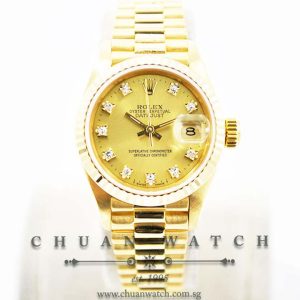 Rolex Ladies DateJust President 26mm 69178 Champagne Sunburst Diamonds - Discontinued