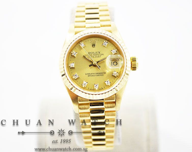 Rolex Ladies DateJust President 26mm 69178 Champagne Sunburst Diamonds - Discontinued - Image 3