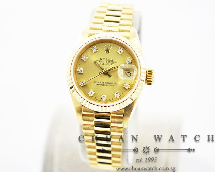 Rolex Ladies DateJust President 26mm 69178 Champagne Sunburst Diamonds - Discontinued - Image 2
