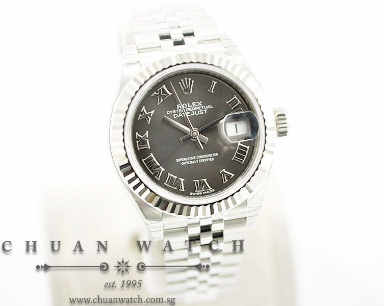 Rolex Lady-DateJust 28 279174 Dark Grey Sunburst Roman - Image 3