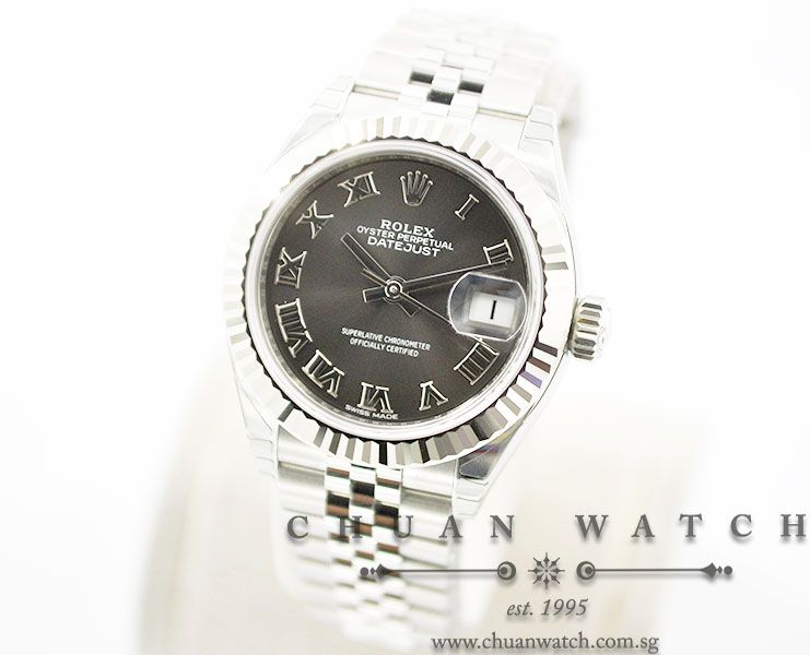 Rolex Lady-DateJust 28 279174 Dark Grey Sunburst Roman - Image 2