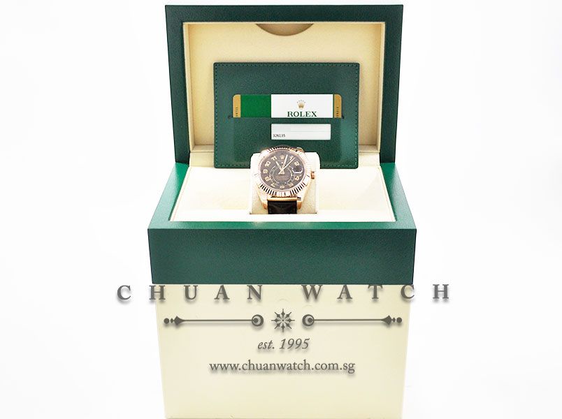 Rolex Annual Calendar GMT Sky-Dweller Rose Gold 42mm 326135 Chocolate Sunburst Arabic - Image 5