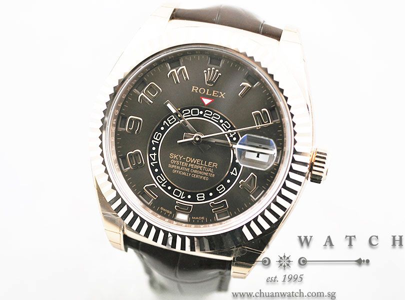 Rolex Annual Calendar GMT Sky-Dweller Rose Gold 42mm 326135 Chocolate Sunburst Arabic - Image 2