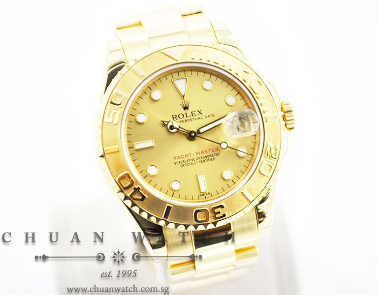 Rolex Midsize Yacht-Master 35mm 68628 Champagne Sunburst Index - Discontinued - Image 3