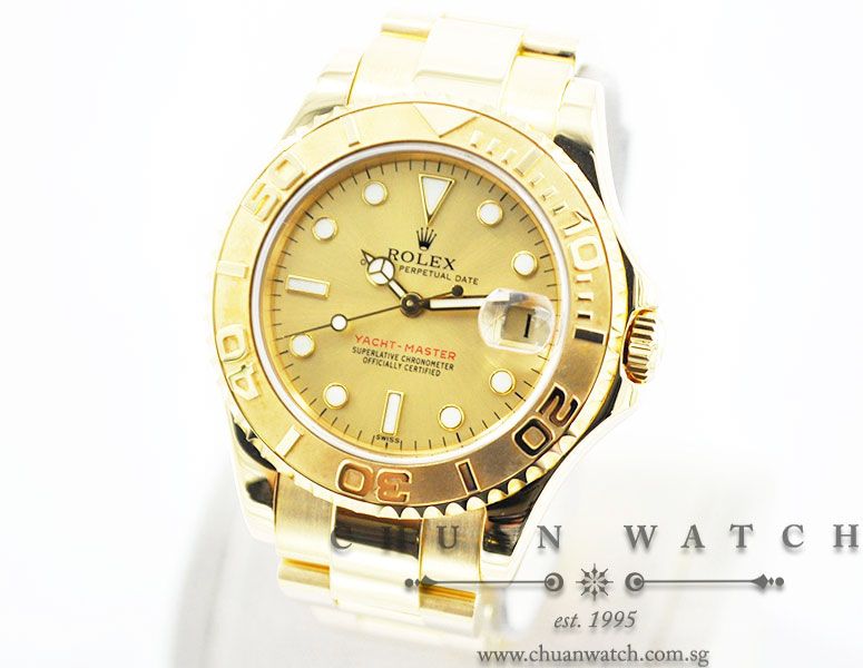 Rolex Midsize Yacht-Master 35mm 68628 Champagne Sunburst Index - Discontinued - Image 2