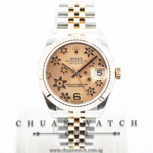 Rolex Boys DateJust 31mm 178271 Pink Flowers Arabic 6