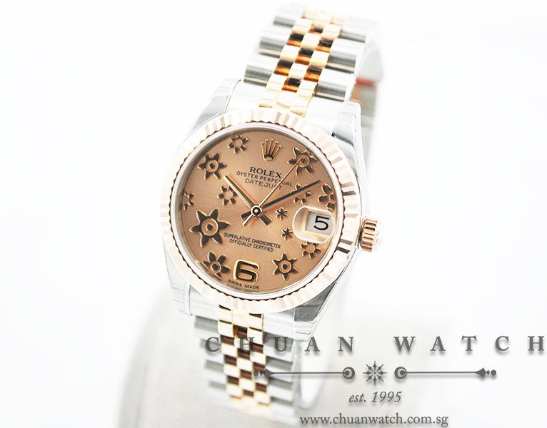 Rolex Boys DateJust 31mm 178271 Pink Flowers Arabic 6 - Image 2