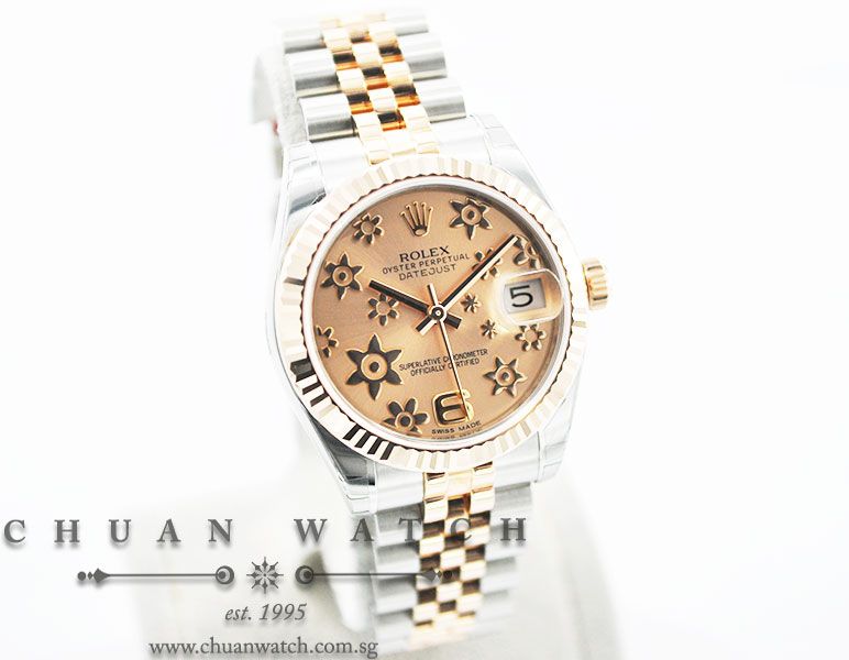 Rolex Boys DateJust 31mm 178271 Pink Flowers Arabic 6 - Image 3