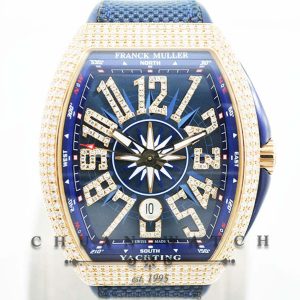 Franck Muller Vanguard Yachting Rose Gold Pave-Set Diamonds V 45 SC DT 5N BL