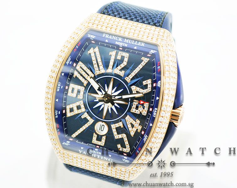 Franck Muller Vanguard Yachting Rose Gold Pave-Set Diamonds V 45 SC DT 5N BL - Image 2