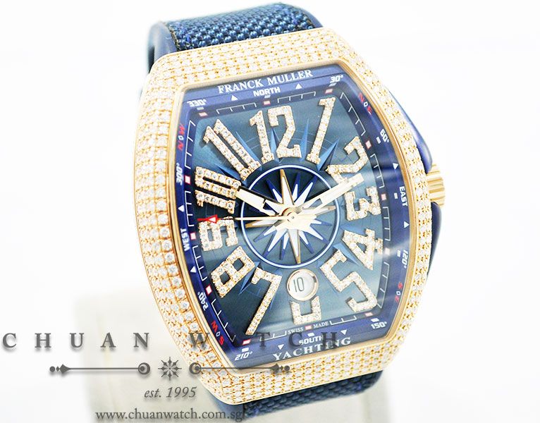 Franck Muller Vanguard Yachting Rose Gold Pave-Set Diamonds V 45 SC DT 5N BL - Image 3