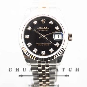Rolex Boys DateJust 31mm 178271 Black Diamonds