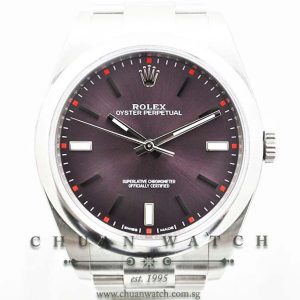 Rolex Gents Oyster Perpetual 39mm 114300 Red Grape Sunburst Index