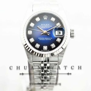 Rolex Ladies DateJust 26mm 79174 Blue Vignette Diamonds - Discontinued