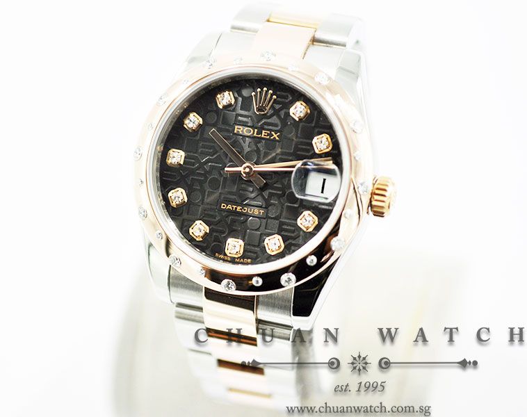 Rolex Boys DateJust 31mm 178341 Black Jubilee Diamonds - Image 2