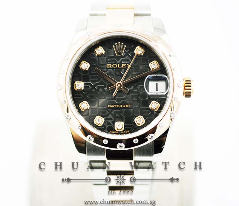 Rolex Boys DateJust 31mm 178341 Black Jubilee Diamonds