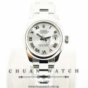 Rolex Ladies DateJust 26mm 179160 Rhodium Sunburst Roman