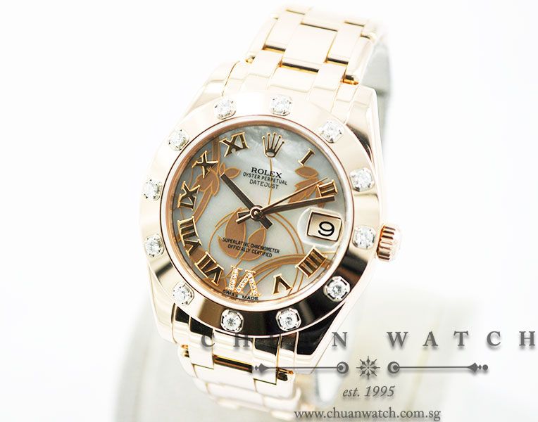Rolex DateJust PearlMaster Rose Gold 34mm 81315 White MOP Roman VI 11BR Dream - Discontinued Dial - Image 2