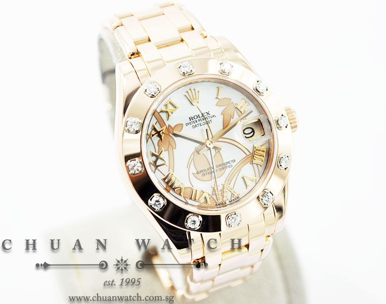 Rolex DateJust PearlMaster Rose Gold 34mm 81315 White MOP Roman VI 11BR Dream - Discontinued Dial - Image 3